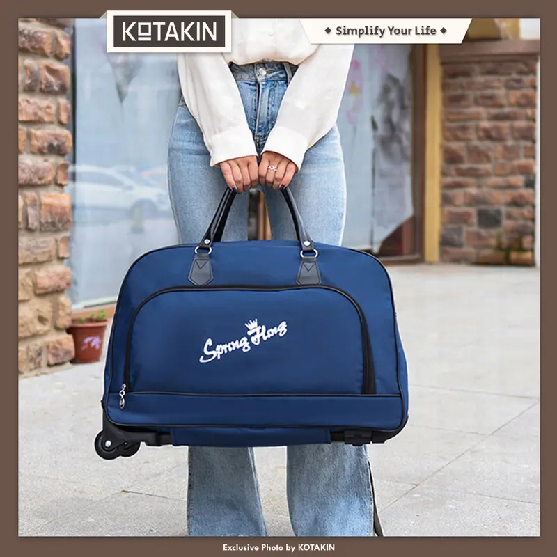 KOTAKIN Tas Travel Troli Trolley Bag Kabin Pakaian Duffel Roda Besar Foldable Lipat Portable 5