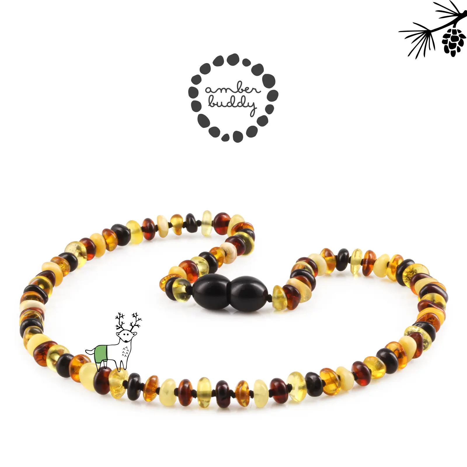 Amber Buddy - XR42M2 Kalung Amber Bayi 32cm. Multicolour Black