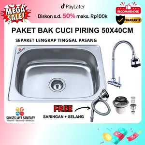 Paket Lengkap Wastafel cuci piring Kitchen Sink cuci piring tempat cuci piring stainless Set Keran Kran Wastafel bak cuci piring stainless sus 304 wastafel dapur wastafel sink  kitchen