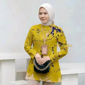 Citraloka Tunik Pendek Bahan Solo Adem Lafis Furing Kancing Dalam Motif Trend Size S M L XL XXL Ciprat Kuning Atasan Wanita Katun Tampilan Trendy Muslim Nyaman