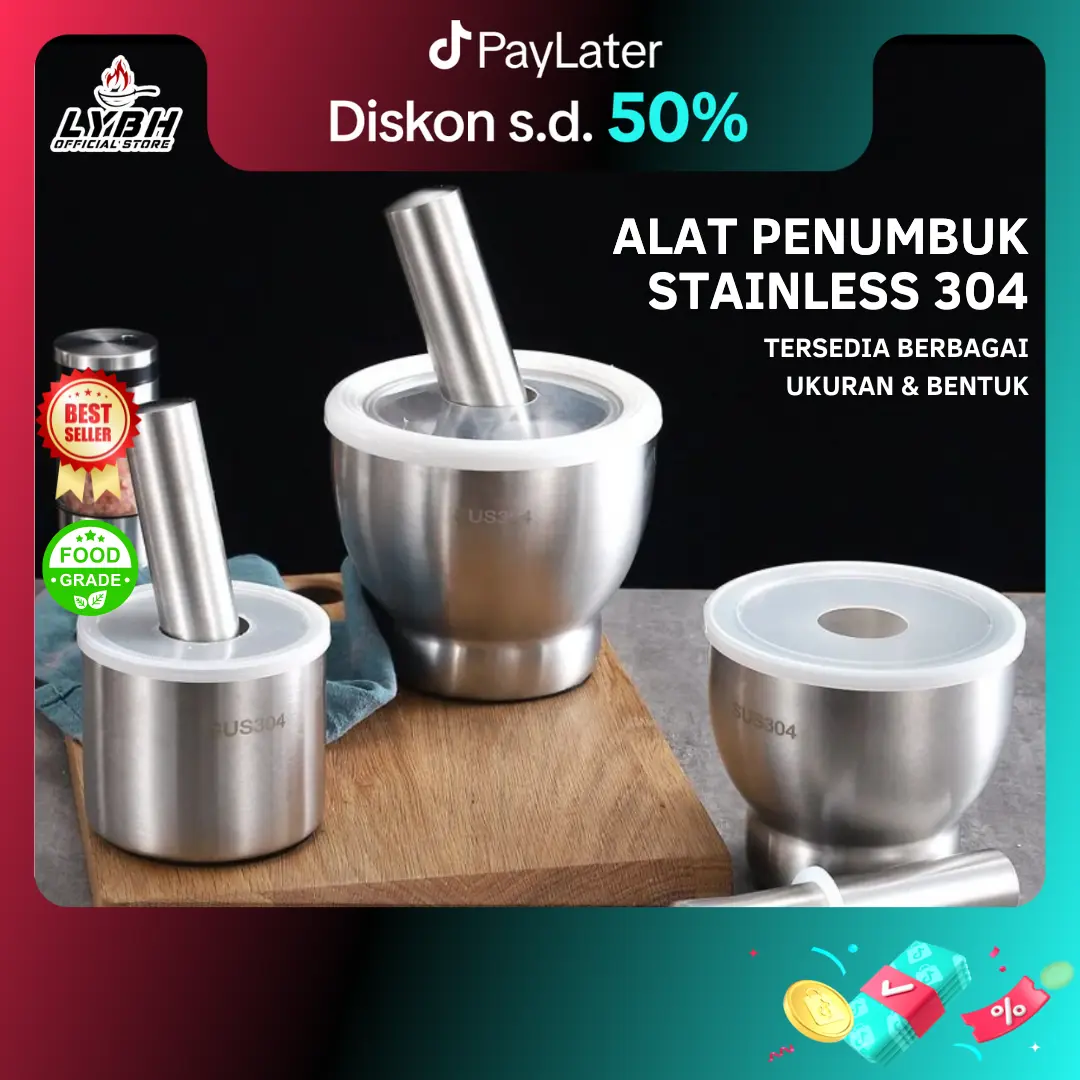 “COD”(Cobek)Stianless/Penggiling Baja Tahan Karat 304/Penggiling Bawang Putih Baja Tahan Karat Rumah Tangga Penggiling Kuno Stoples Tumbuk Manual Mangkuk Artefak Tumbuk Bawang Putih/Penghalus/cobek Stianless/cobek/ Wadah/ Steel/ Stainless/live