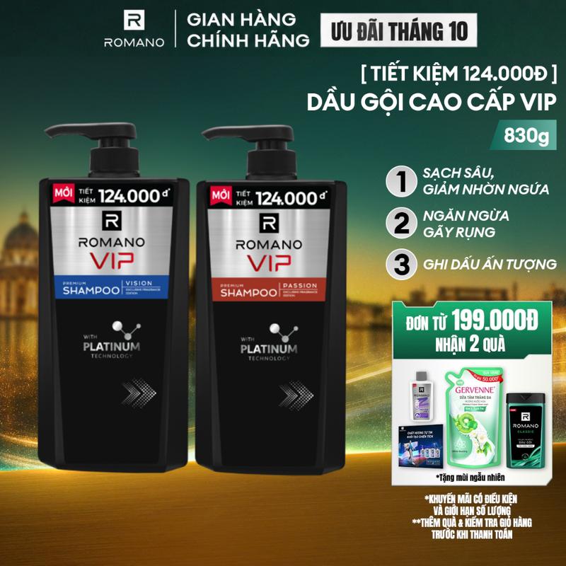 Dầu gội cao cấp Dưỡng Tóc cho nam Romano VIP PASSION/VISION 830g