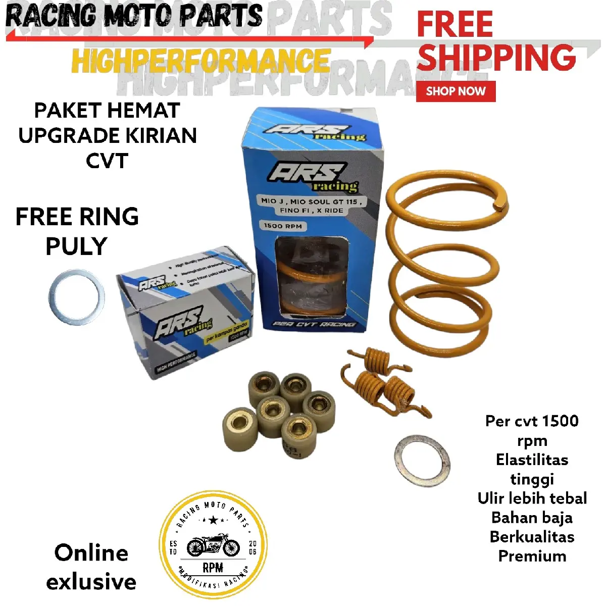 PAKET PER CVT MIO J FINO 115 SOUL GT 115 X RIDE 115 MIO S MIO Z 1500 RPM SENTRI DAN ROLLER