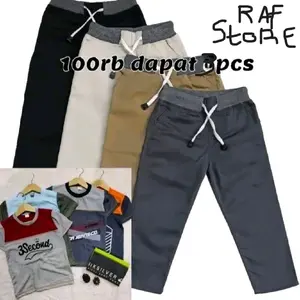 PAKET 95 RIBUAN DAPAT 3 KAOS ANAK + 3 CELANA ANAK PANJANG BAHAN KATUN NYAMAN DIPAKAI STYLE KEKINIAN