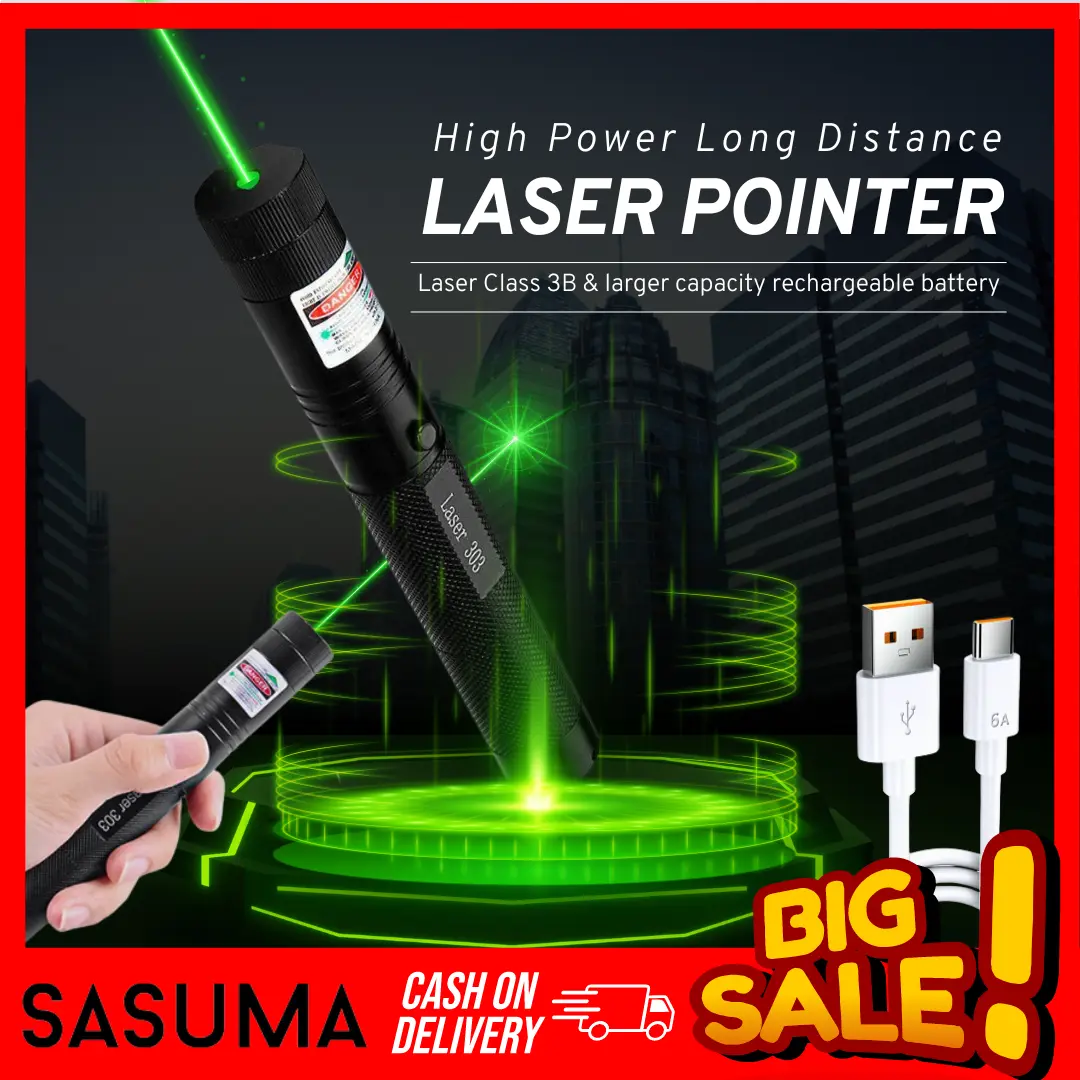 SASUMA Green Laser Pointer / Green laser pointer 303 laser hijau Aluminium Hitam Aluminium Hitam