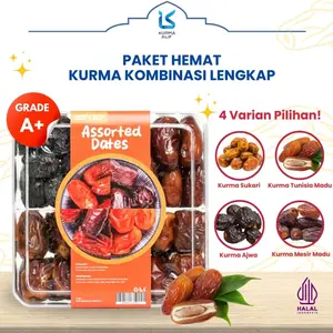 Kurma Assorted 4 in 1 Kurma Sukari Kurma Ajwa Kurma Tunisia Madu Cocok untuk Hampers