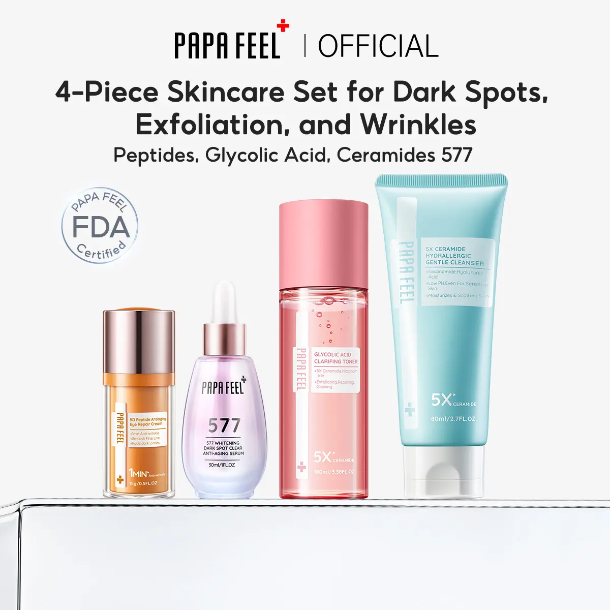 Live!】PAPA FEEL [FDA][4-Piece Skincare Set for Dark Spots