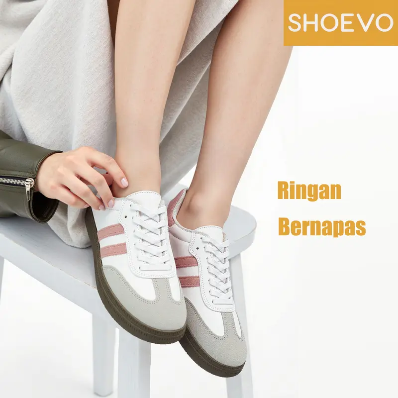 SHOEVO Sepatu Sam-ba Olahraga Wanita Casual dan Nyaman dengan Desain Ujung Bulat dan Bertali  Sneaker Sport  Merah/Biru ST093 5
