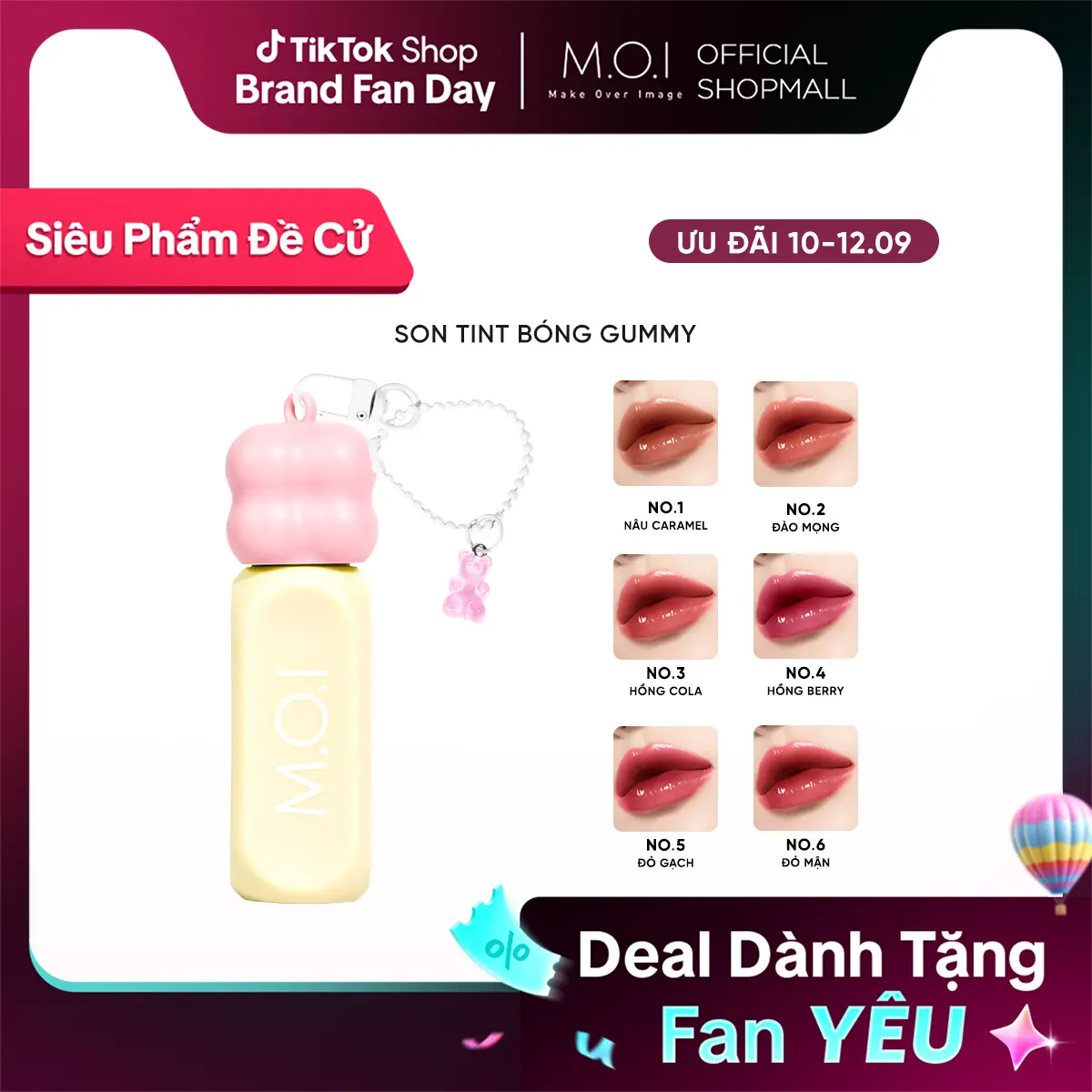 Son Tint Bóng Gummy MOI Bóng Mọng Nhẹ Môi Bền Màu 3g