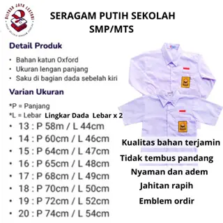 Seragam Sekolah Baju Putih SMP MTS  Rok Rempel Celana Panjang Biru Bahan Dril Nagatex Pinggang Karet Setelan By Bilyasa jaya lestari Fashion 5-6 Tahun Multicoloured 2