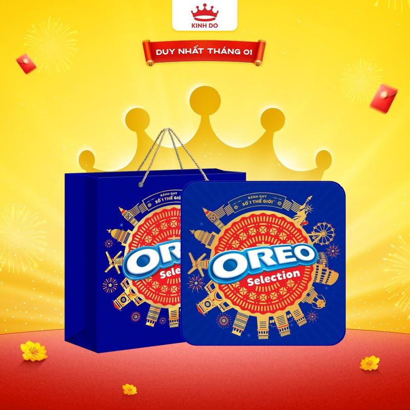 CÓ TÚI GIẤY Hộp Thiếc Bánh Quy OREO Tết 2026 Thập Cẩm 393.75g