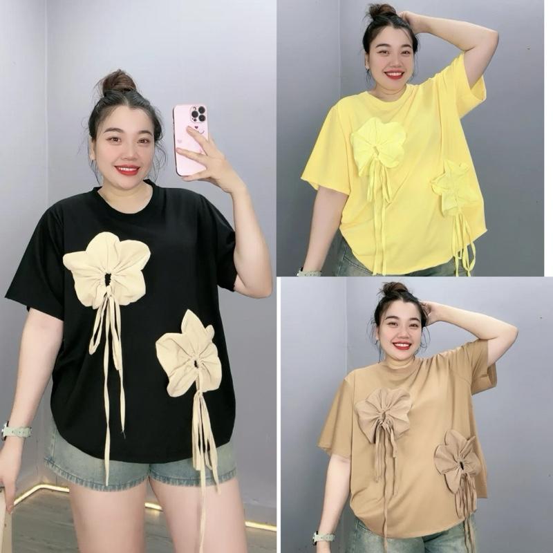  ÁO PHÔNG RỘNG  KẾT HOA vải thun phom dáng rộng dành cho nữ bigsize từ 55 đến 95kg A292 