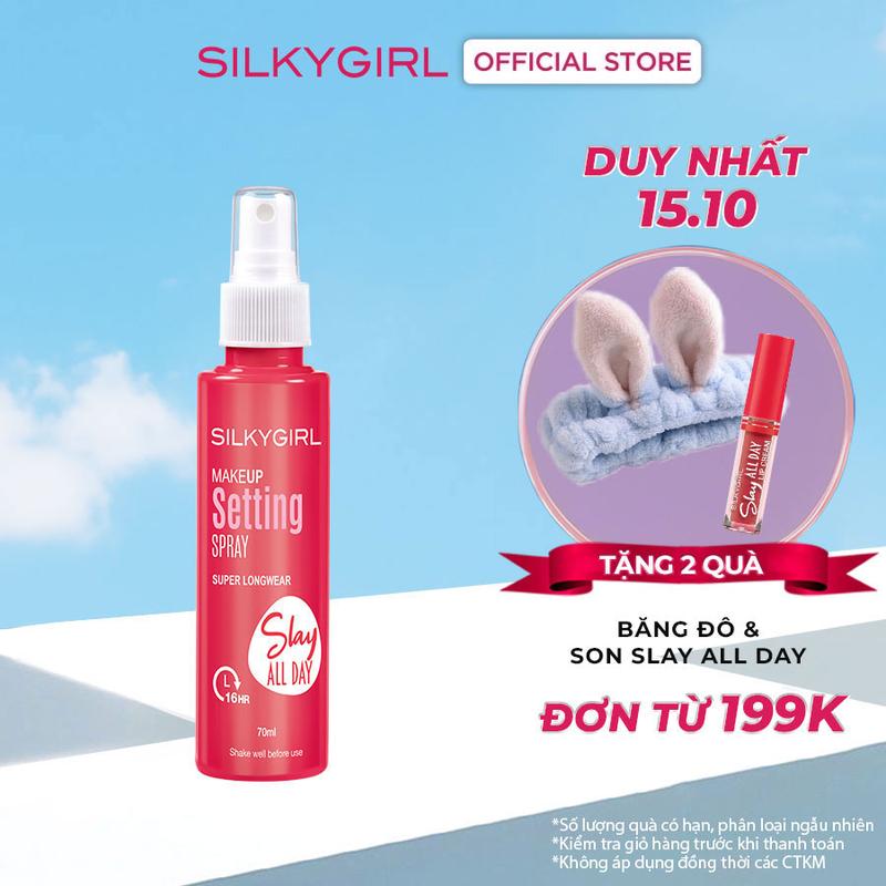Xịt Giữ Lớp Trang Điểm Lâu Trôi Silkygirl Makeup Setting Spray - Super Longwear 70ml - Xịt khoá nền