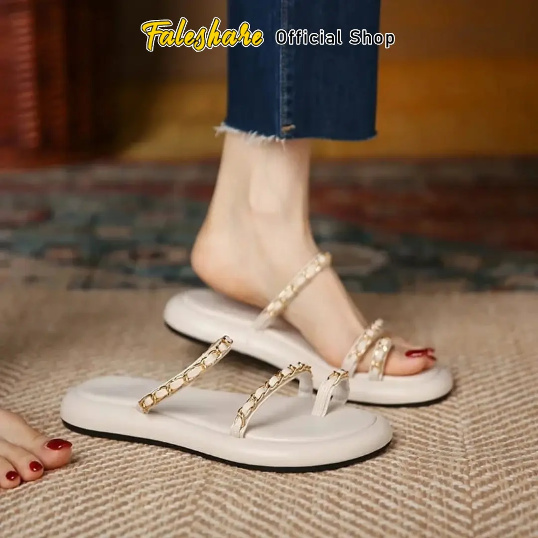 Sandal Platform Wanita Jepit Jempol Rantai