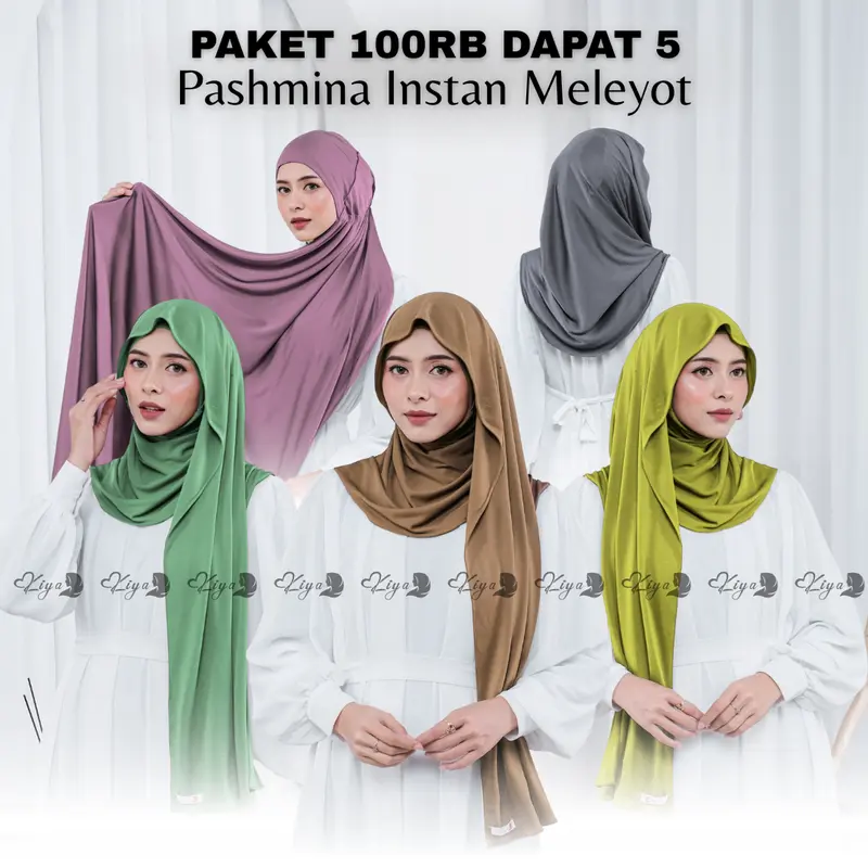 Kiya Hijab (SALE 100rb dapat Pcs) Diva Pashmina Instan Mleyot Langsung Slup Mamanur Dengan Black, Mahogany, Frapucino, Espresso,Milo