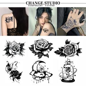 Tatu Sementara, Rekaan Bunga Mawar, Tahan 15 Hari, Kalis Air, Tahan Gosok, Termasuk Pelekat Tatu