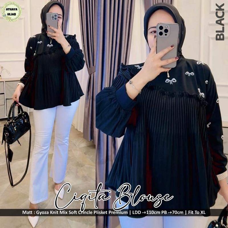 BLOUSE KNIT CIQITA ATASAN WANITA MIX BORDIR PITA Top Casual 3