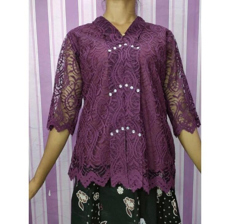 Blouse Kebaya Kartini Kekinian Resleting Depan Atasan Renda Wanita Mewah Baju/Kebaya Formal/Kebaya wisuda brokat