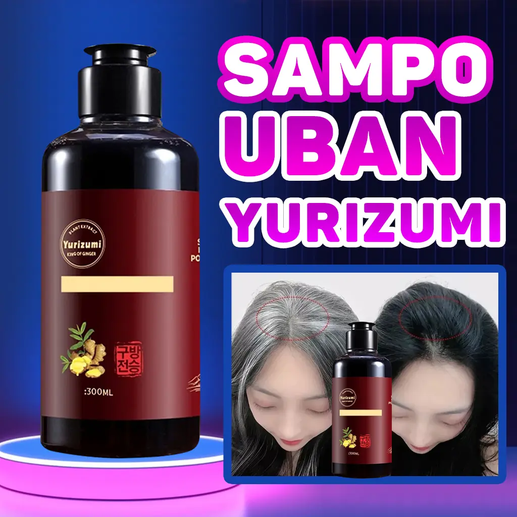 YURIZUMI 300ml Shampo Penghilang Uban Permanen Penghitam Black Herbal Natural Polygonum Multiflorum Anti Ketombe Anti Rambut Rontok Dan Mengontrol Minyak Shampoo Uban Menjadi Hitam Original