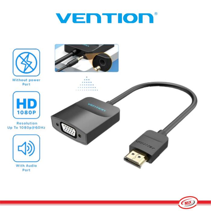 Gambar Vention Converter HDMI To VGA Adapter Konverter Konektor With Audio Power dari Mixkomp Godean Kab. Sleman Tokopedia