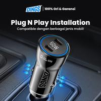 Gambar DINGS Car Charger Dual Port With Cable USB Type C Charger Mobil Fast Charging Individual 60W Casan Colokan Mobil - White dari Dings Indonesia Kota Administrasi Jakarta Timur 5 Tokopedia