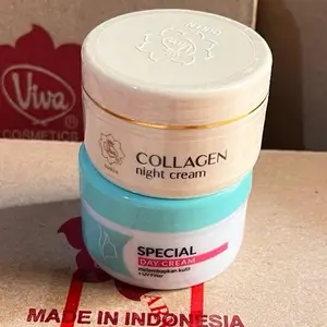 Paket Viva Skincare Cream Siang n Cream Malam (Viva Day Cream, Viva Collagen Night Cream) / Perawatan Wajah Poduk Viva 2 Produk Moisturizer Muka Pencerah Pelembab