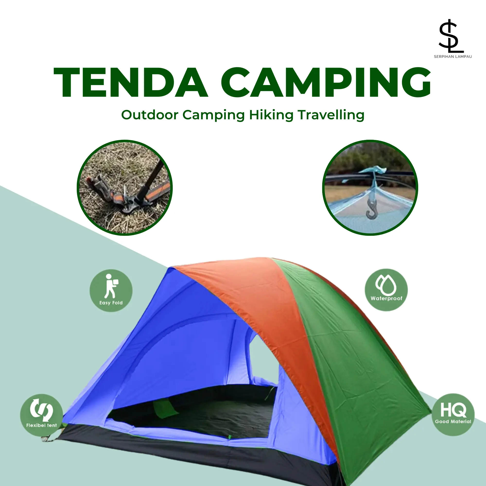 Tenda Camping | Tenda Otomatis Outdoor & Indoor Tenda Gunung | Tenda Ransel yang Dapat | Keluarga 3-4 Orang