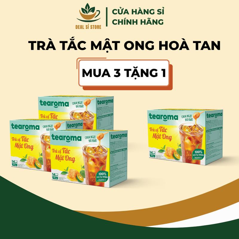   COMBO 3 TẶNG 1  Trà Tearoma hòa tan vị Tắc mật ong hộp 196g  14 gói x 14g  