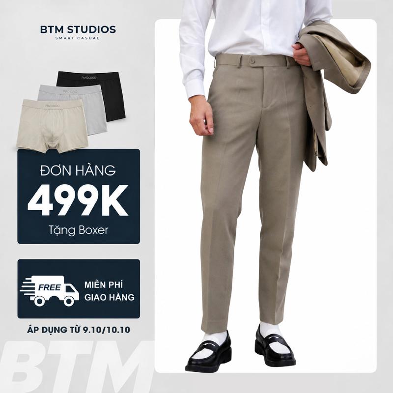 [BEST SELLER] Quần dài tây nam trơn basic BTM dáng slim vải tuytsi đứng form, ít nhăn 10013