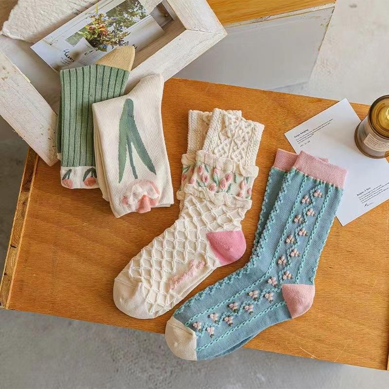 Product Introduction of Tất Nữ, 4 Đôi, Xu Hướng Hoa Phong Cách Hàn Quốc, Tất Cotton Thường Ngày Cho Bé Gái, Xếp Nếp, Xếp Ly, Dễ Thương Và Ngọt Ngào, Thoáng Khí, Tất Phi Hành Đoàn Kawaii Cho Bé Gái 15