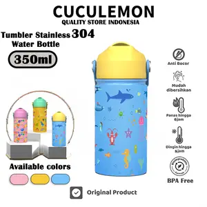 Cuculemon Botol Minum Anak 350ml dengan Pegangan & Sedotan Anti Bocor BPA Free Tumbler Anak Perempuan Laki Laki untuk Sekolah Traveling & Aktivitas Harian tumblers stainless botol minum sport cup bottle tumbler lucu cewek tumblers hydropack