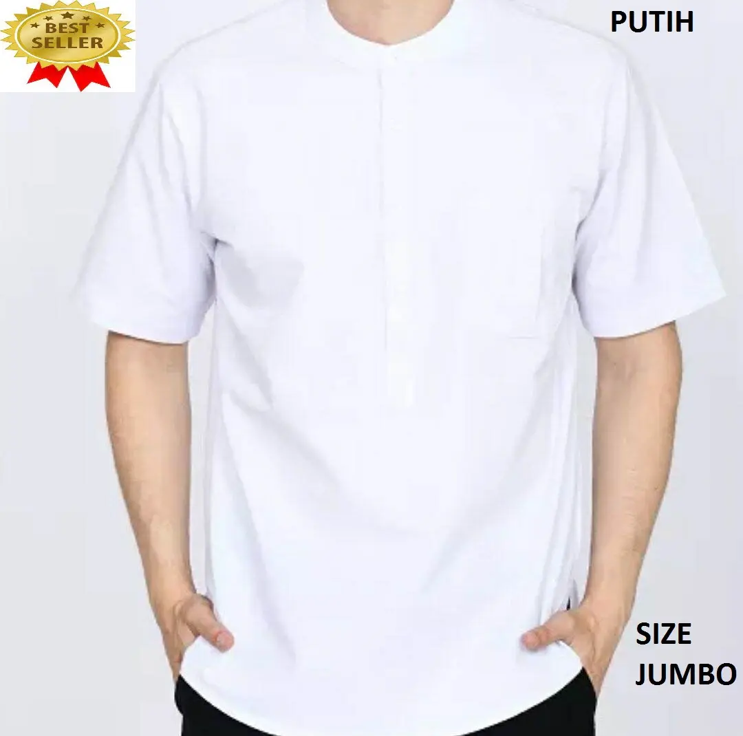 Koko Kurta Lengan Pendek bahan toyobo XXL XXXL sampai 5XL koko polos 2024 BIG SELLER PUTIH