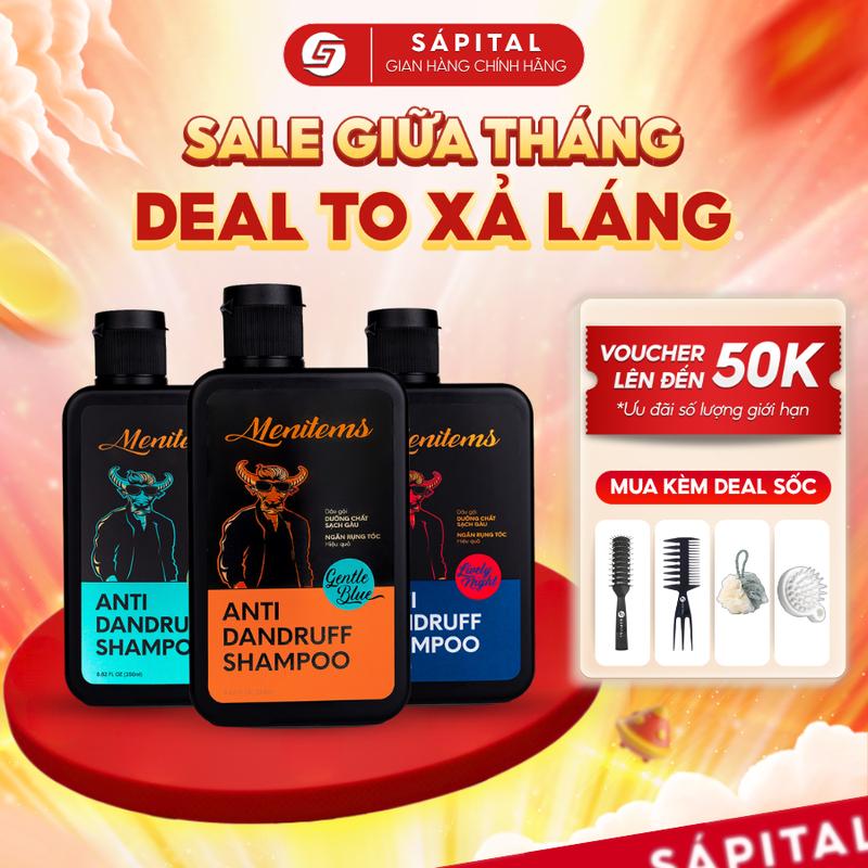 Dầu gội Menitems dưỡng tóc 250ml chính hãng | Dầu gội hỗ trợ giảm gàu - Phục hồi hư tổn - Hương nước hoa nam tính