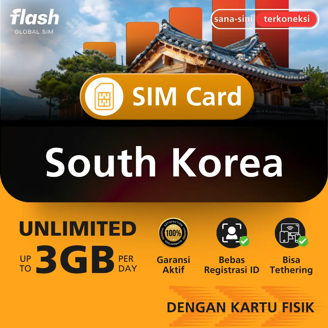 Flash SIM Card South Korea Unlimited Data (Kartu Perdana Korea, Simcard Seoul, Simcard Jeju, Simcard Busan)