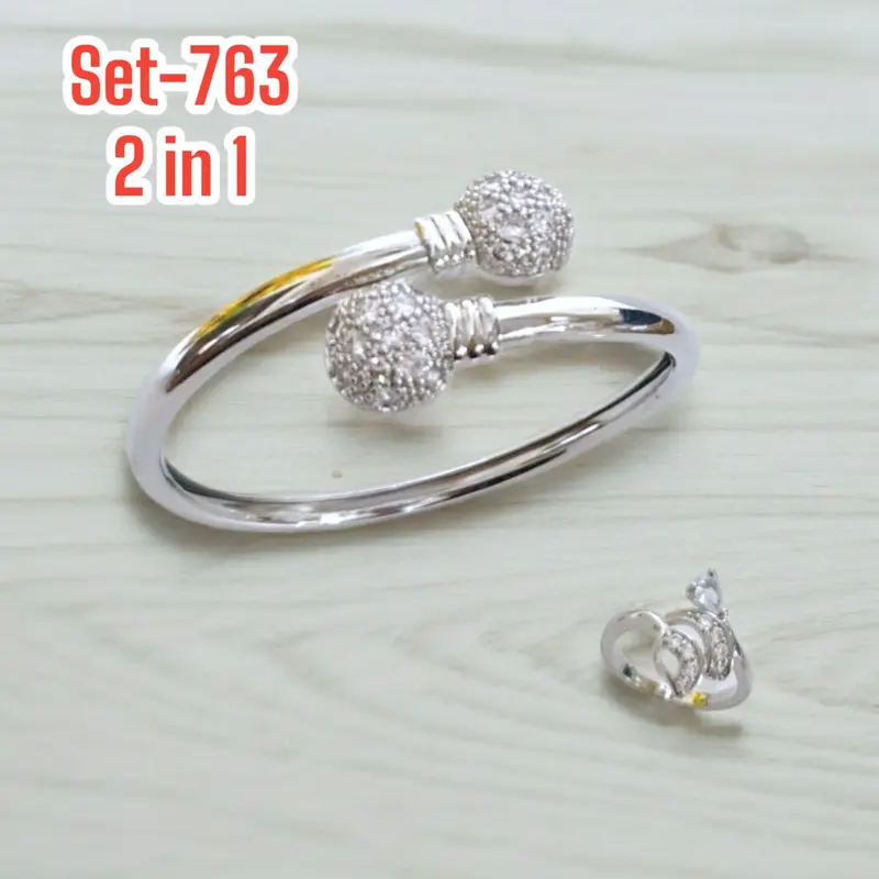 SET GELANG BANGLE MATA BARIS CINCIN PERMATA WARNA 2 IN 1/SET-763 1