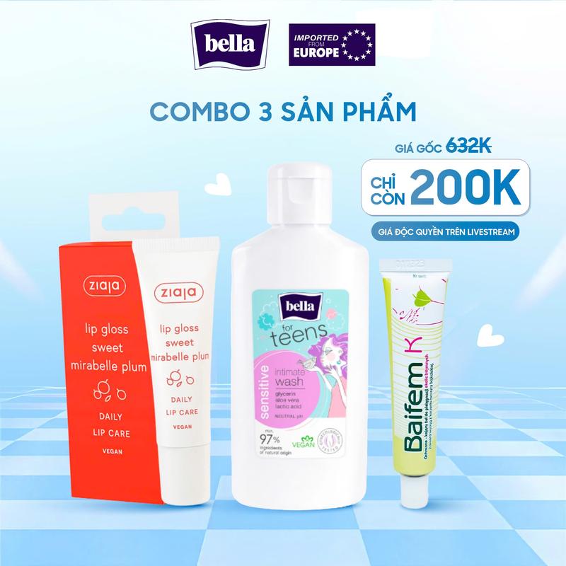   Độc Quyền Phương Sena  Dung Dịch Vệ Sinh Bella Teens 100ml Dịu Nhẹ & Lành Tính Cho Tuổi Dậy Thì Phụ Nữ & Bé Trên 3 Tuổi dùng 3 in 1 tắm gội và rửa Nhập khẩu nguyên chai từ Ba Lan 