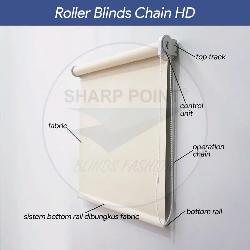 Rollblind Blackout 100% Headrail - Gorden Tarik - Tirai Gulung - Gorden kantor - Gorden Costum Kain Fabric Oak Anti-Susut - Curtain 7
