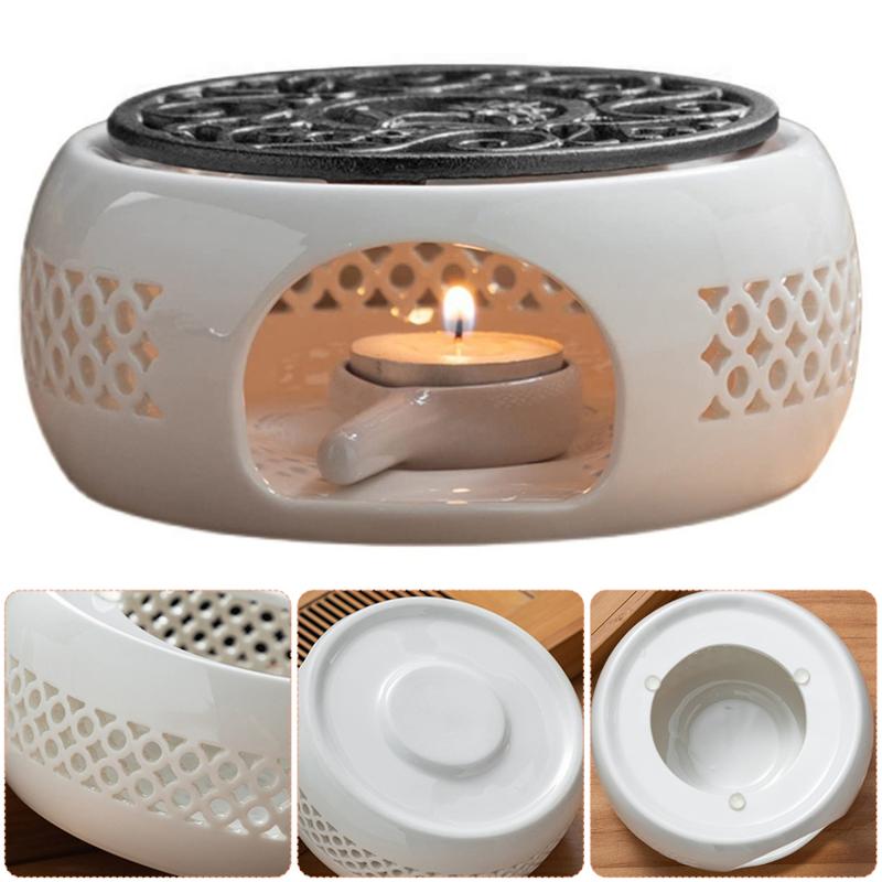Product Introduction of Teapot Warmer Porcelain Tea Light Heater Tea Light Oven Without Electricity Candles Heating Oven White Teapot Heater Winter Tea Warmer for Home Tea House (with Spoon + Lid) 13