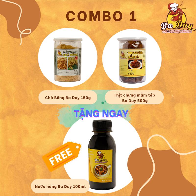 COMBO 500G THỊT CHƯNG MẮM TÉP + 150G RUỐC THỊT BA DUY TẶNG 100ML NƯỚC HÀNG
