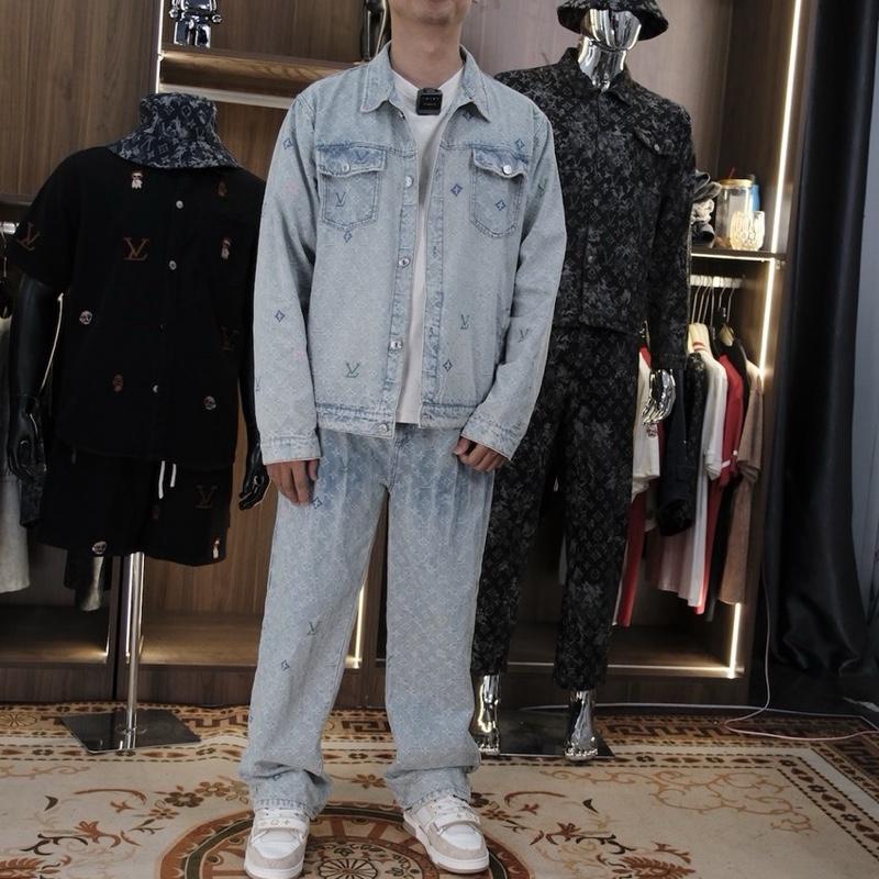  Áo Khoác Jean Nam Nữ Thêu Full Luis Fom Chuẩn Cúc Chống Rỉ Quần Jean Nam Ống Xuông Họa Tiết Dập Nổi Dày Mềm Thoải Mái 