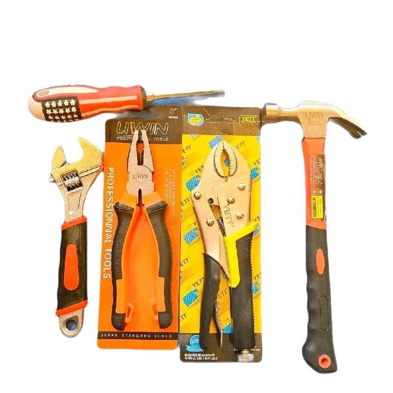   tặng tua vít 2 đầu  Combo 4 món kiềm bấm 10in yeti búa 80Z s mỏ lếch 10in & kiềm điện liwin 