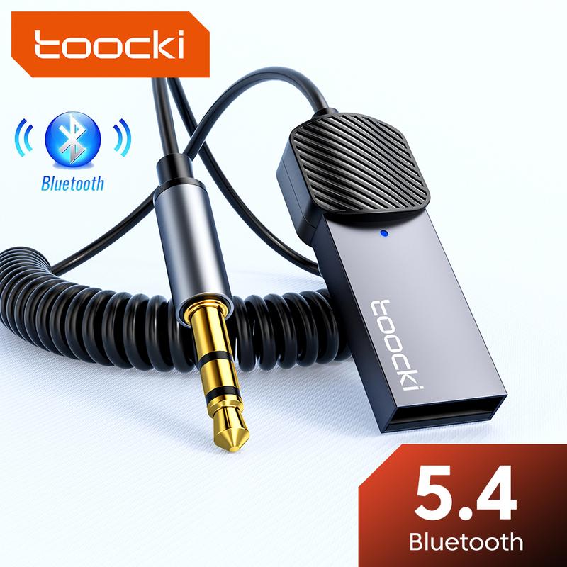  Bộ Chuyển Đổi Thu Âm Thanh Không Dây Toocki Bluetooth 5.4 Aux và USB đến giắc cắm âm thanh Mic rảnh tay 3,5 mm Thích hợp cho ô tô 
