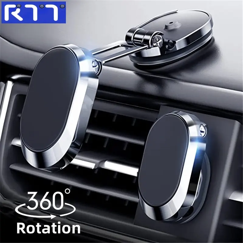 Giá Đỡ Điện Thoại Di Động Từ Tính RTT Cho Xe Hơi, Có Thể Gập Lại Và Xoay 360 °, Giá Đỡ Điện Thoại Di Động Từ Tính Mạnh, Đế Điện Thoại Di Động, Phụ Kiện Xe Hơi 1