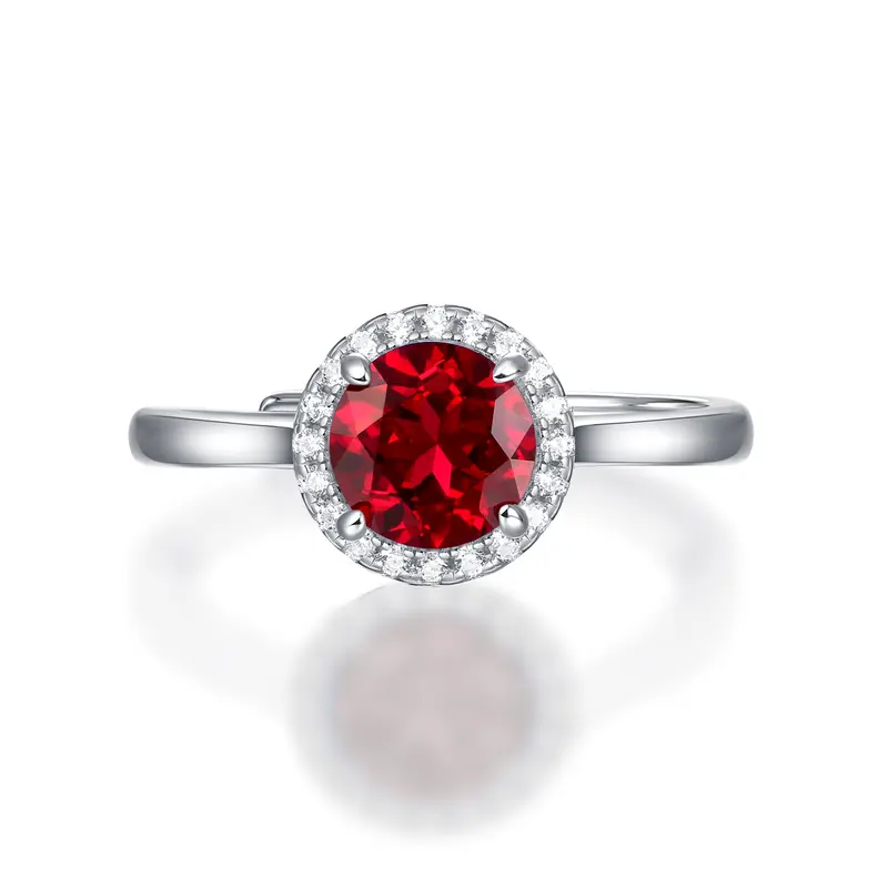 Top Quality 925 Silver Jewellery Sets Red Lab Created Ruby Fancy Gemstone Necklace Rings Stud Earrings for Women Wedding Engagement Ceremony Festival Fine Jewellery Sets 2