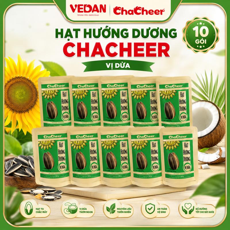 Combo 10 Gói Hạt Hướng Dương Chacheer Vị Dừa 130g - Thơm Giòn, Ăn Vặt Ngon