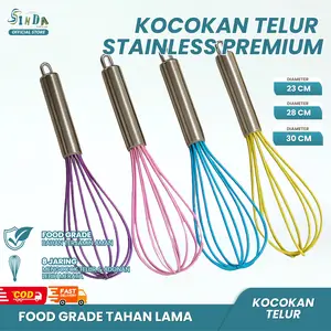 [SINDA] Kocokan Telur Stainless Premium – Whisk Warna Cerah Food Grade Anti Karat 23cm 28cm 30cm