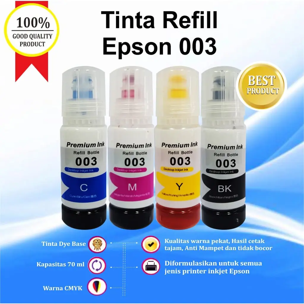 Tinta 003 1Set Premium Untuk L1110 L3210 L3100 L3101