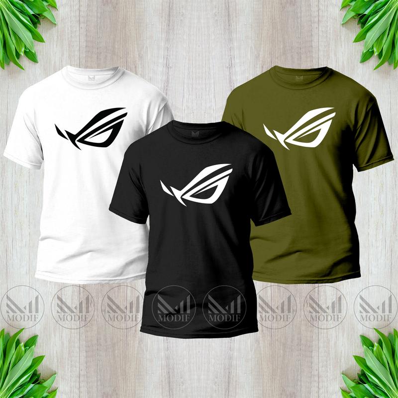 Rog graphic t shirt premium cotton unisex baju tshirt short sleeve round neck graphic tshirt baju dewasa lelaki perempuan Navy Blue T Shirt