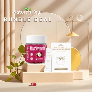 【Bundle Deal⑧】Nature's Key Halal Nicotinamide Rose Gummies+Halal White Tomato Collagen Powder Inner Beauty Duo-Whitening, Anti-Aging & Radiant Skin from Inside Out