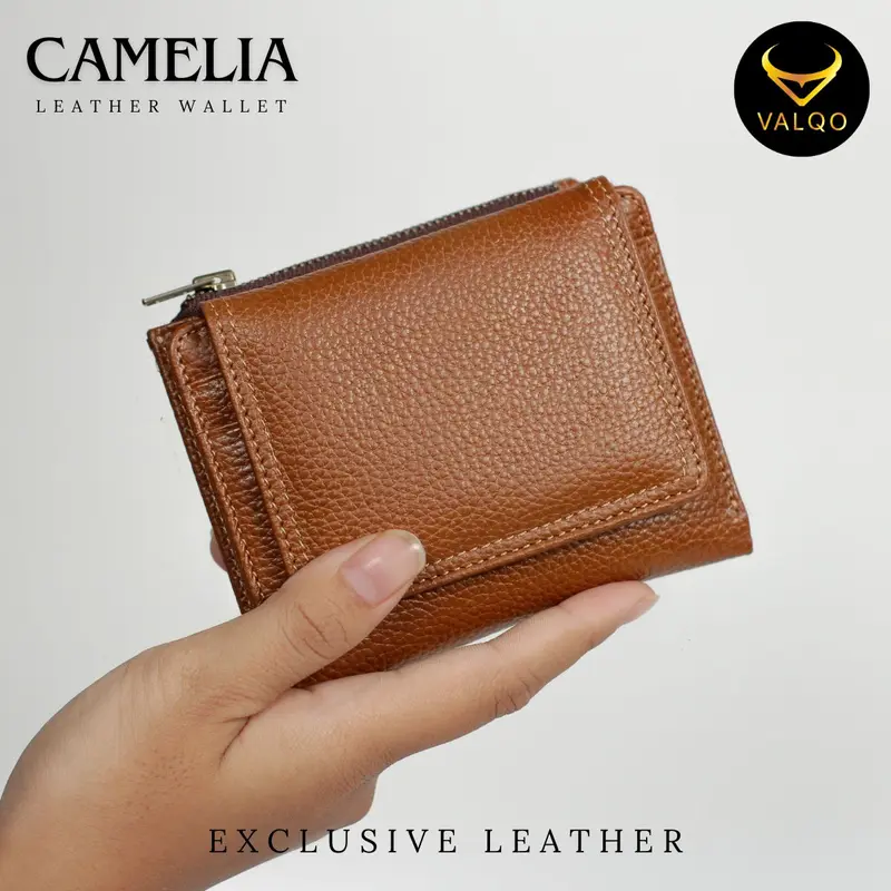 VALQO CAMELIA Dompet Kulit Sapi Wanita Dompet Kartu Resleting Dompet wanita Dompet kecil Dompet Pendek 1